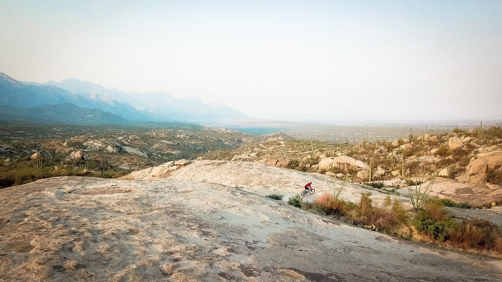 Mountain biking in Tucson on giant granite slabs