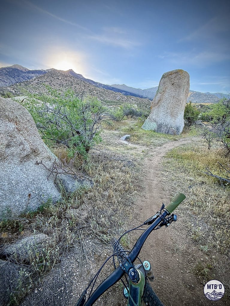 Mountain biking the Stone Cactus trail in the Golder Ranch 50 Year Trail Network in Tucson, Arizona